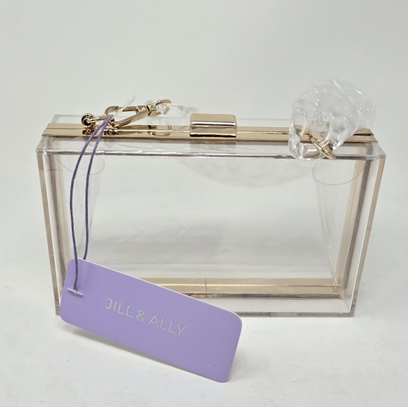 NWT Jill & Ally Transparent Acrylic Chain Clutch Purse Bag - Picture 3 of 10